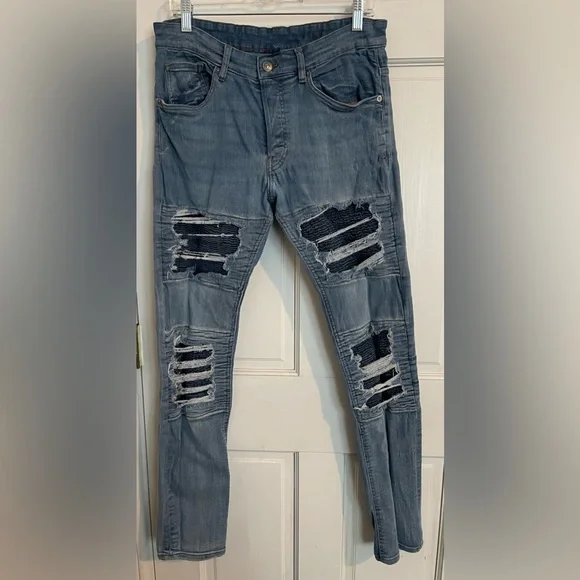 Divided Jeans Mens Divided Hm Distressed Ribbed Skinny Jeans